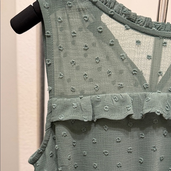 Monteau Textured Green Sleeveless Midi Dress with Elastic Waist Sz Medium - Picture 4 of 11